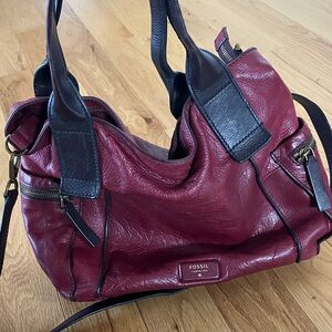 Fossil Burgundy Brown Leather Shoulder Bag
